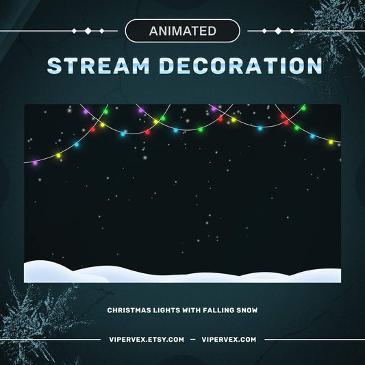 Christmas Lights Stream Decoration With Falling Snow