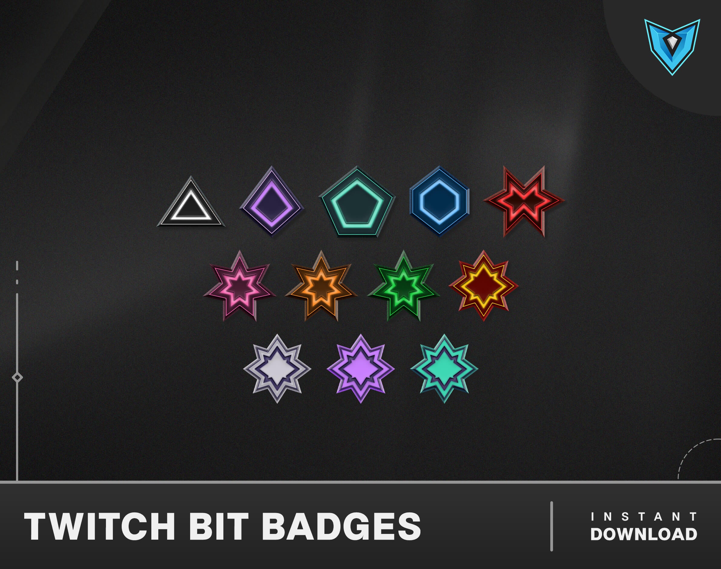 12x Twitch Bit Badges, Streaming Cheer Badges, Bit Badges for Streamers,  Bit Tier Badges