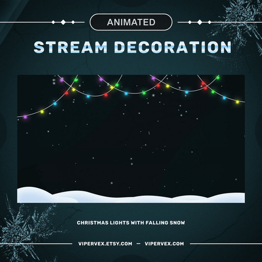Christmas Lights Stream Decoration With Falling Snow