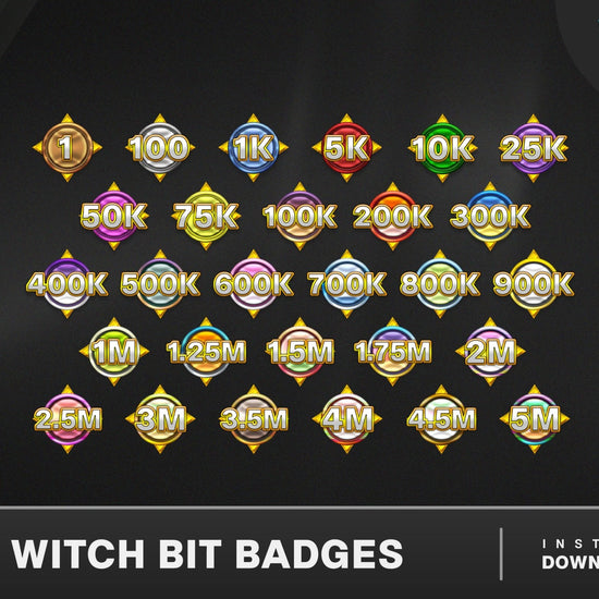 12x Twitch Bit Badges, Streaming Cheer Badges, Bit Badges for Streamers,  Bit Tier Badges